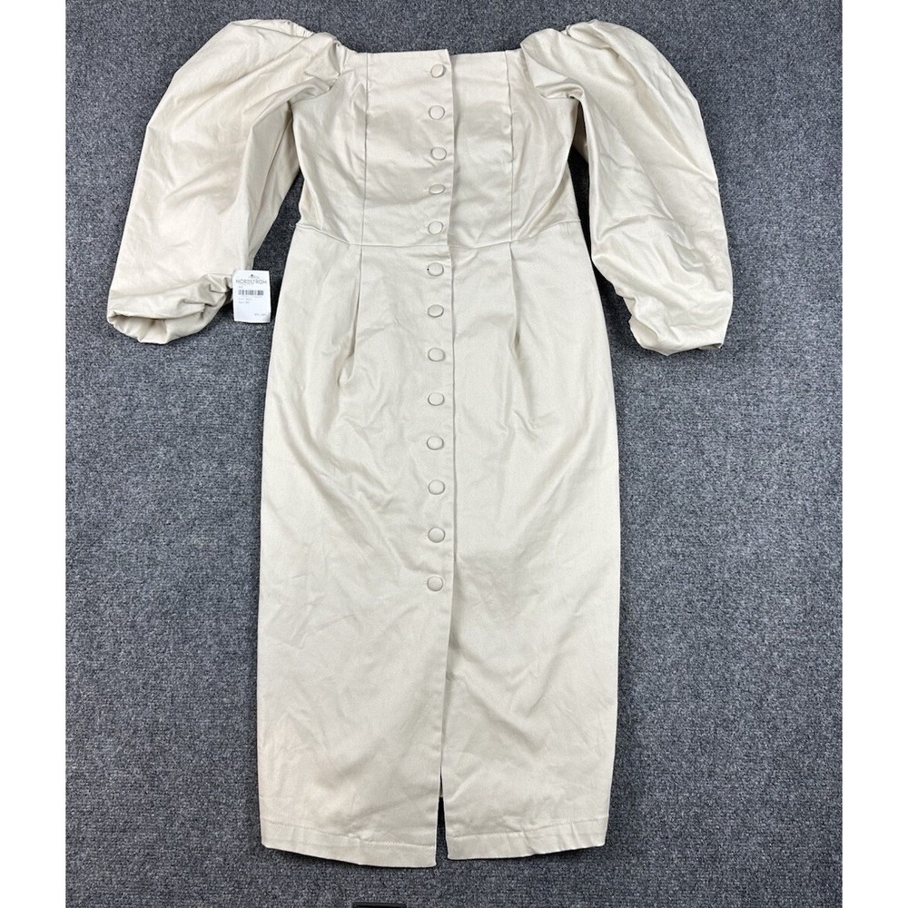 Melloday Off The Shoulder Button Front Dress Puffy Sleeve Prairie Pheasant Small